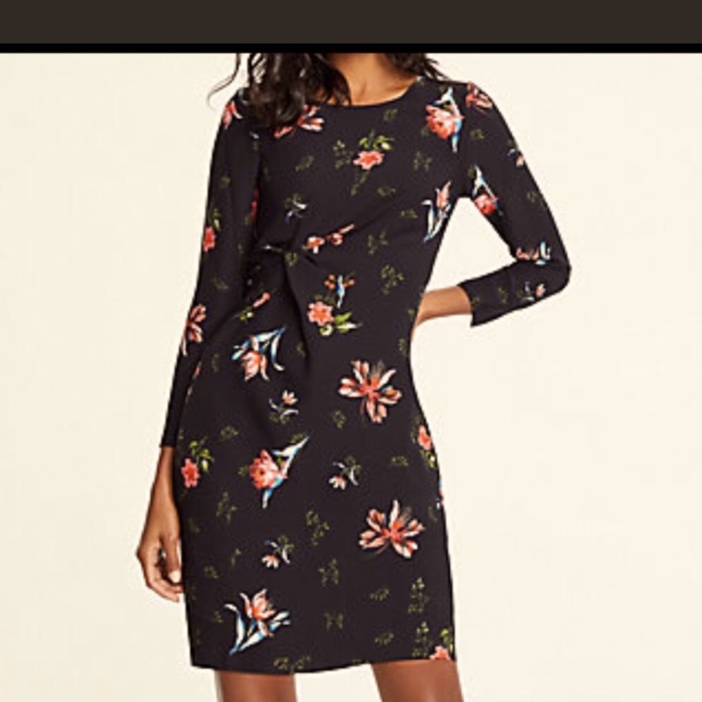Ann Taylor black & floral knotted dress